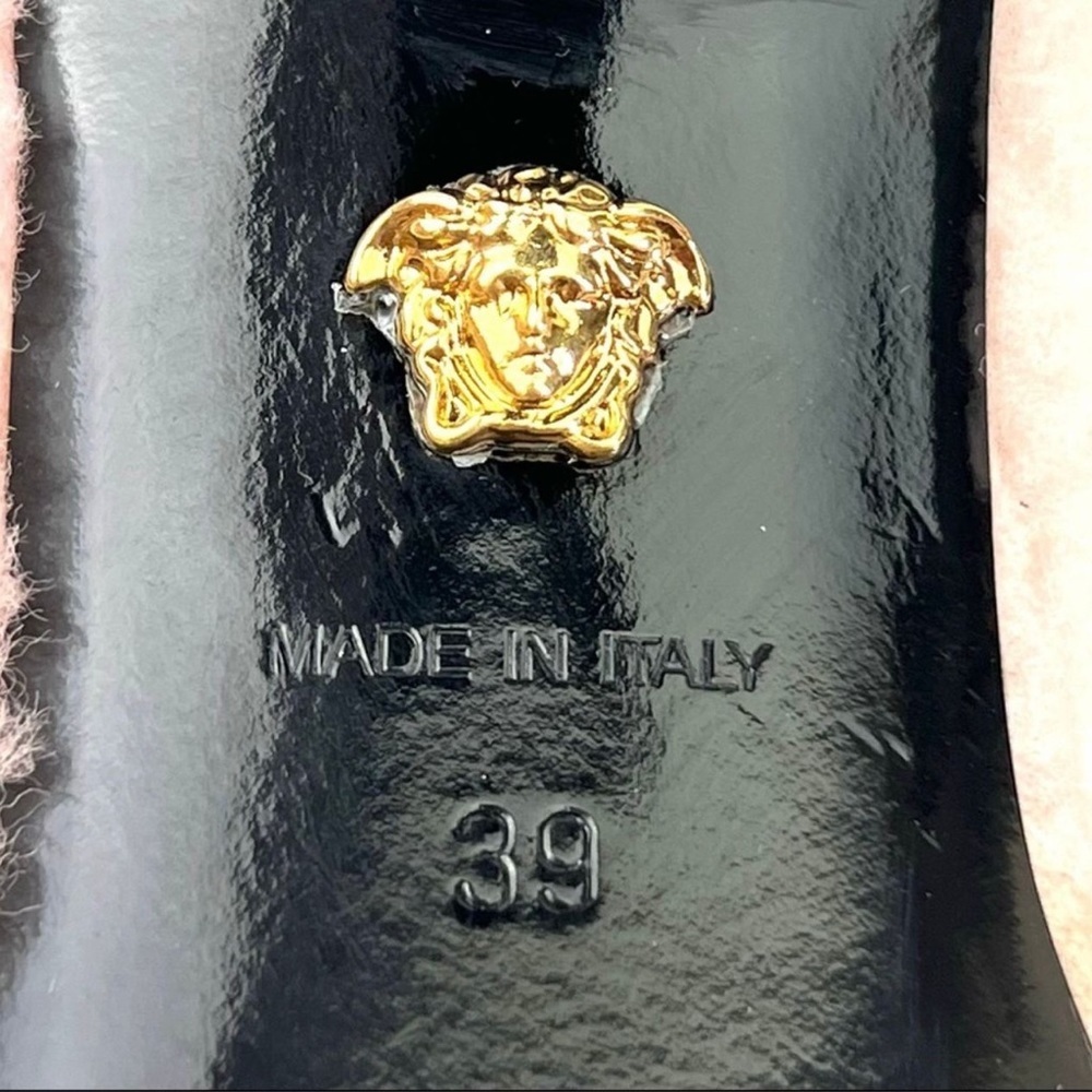 VERSACE La Medusa Faux Fur Slide Sandal sz 9 - Picture 10 of 14